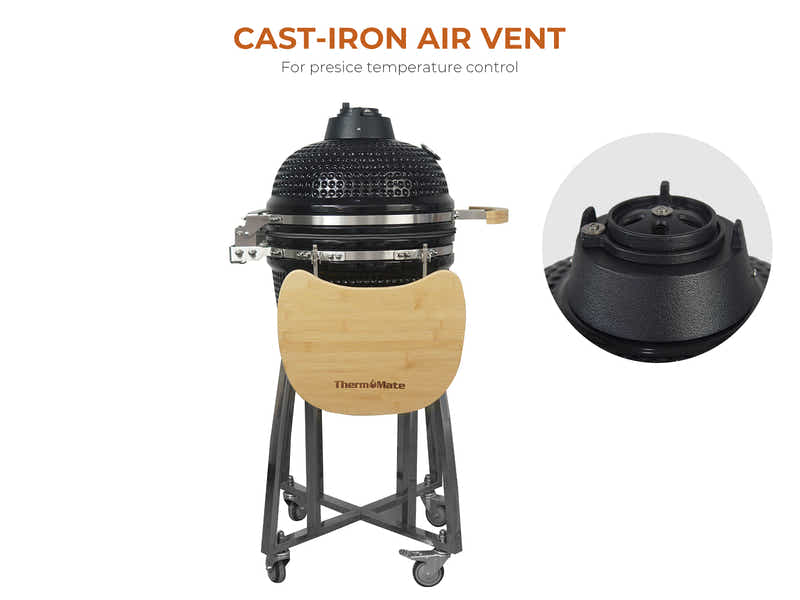 Kamado BBQ Grill Black - 18 Inch