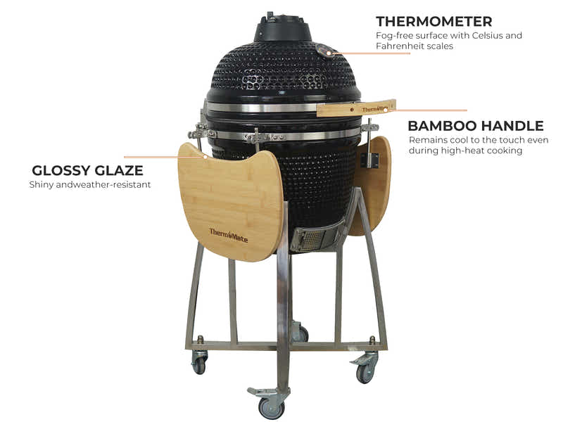 Kamado BBQ Grill Black - 18 Inch