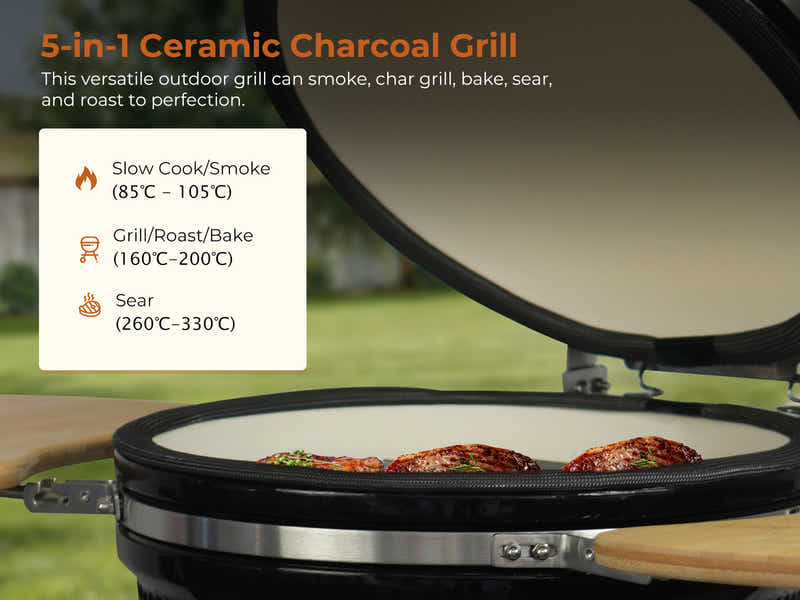Kamado BBQ Grill Black - 18 Inch