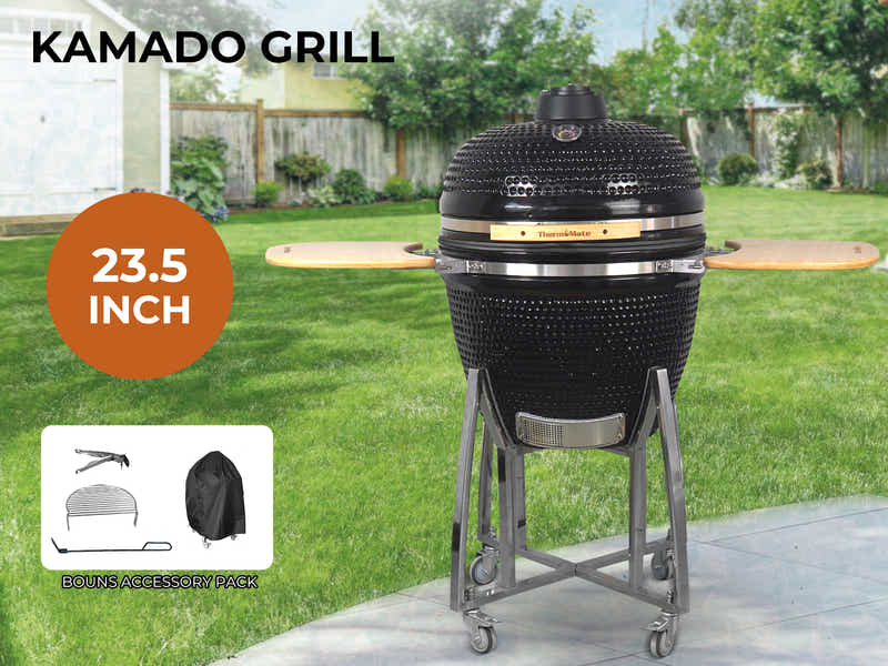 Kamado BBQ Grill Black - 23.5 Inch