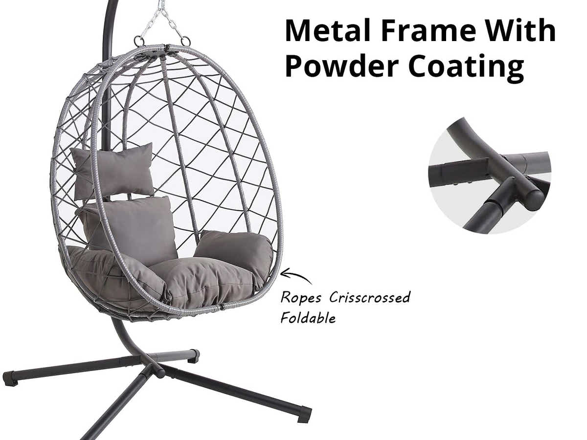 DS Single Foldable Outdoor Egg-Shaped Chair - Grey