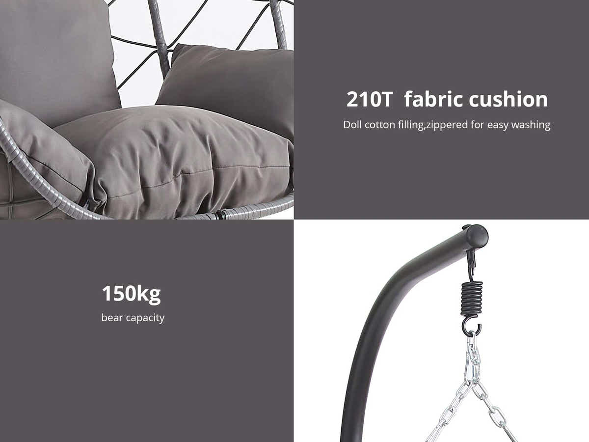 DS Single Foldable Outdoor Egg-Shaped Chair - Grey