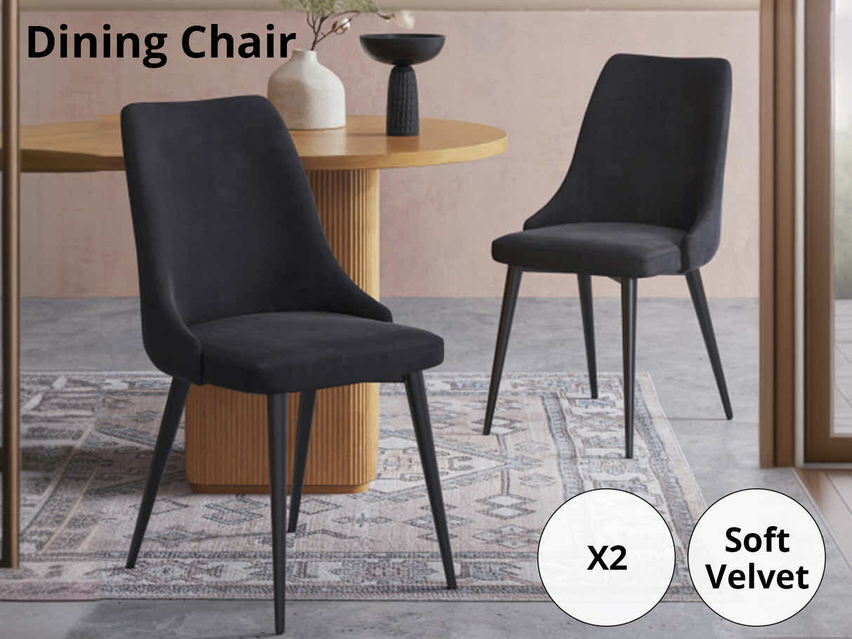 DS Dining Chair HCD Velvet Black X2