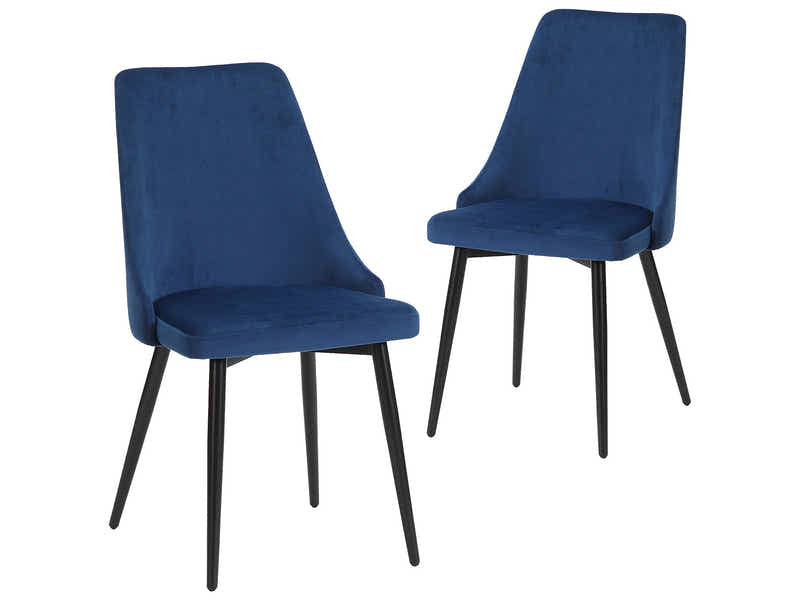 Navy Velvet Dining Chair with Iron Legs - Set of 2