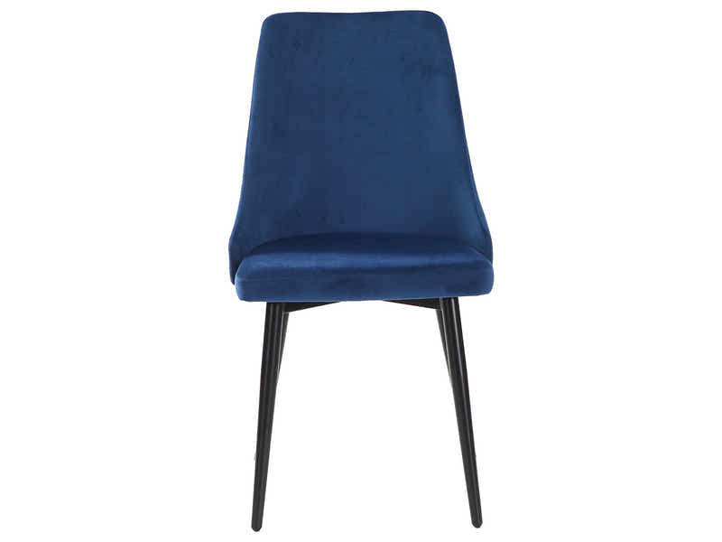 Navy Velvet Dining Chair with Iron Legs - Set of 2