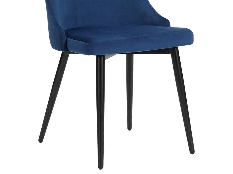 Navy Velvet Dining Chair with Iron Legs - Set of 2