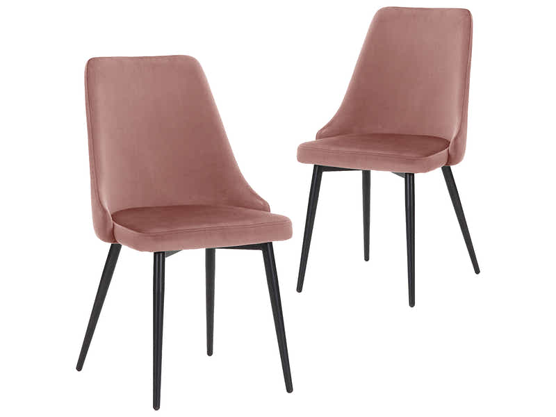 Deep Blush Velvet Dining Chair with Iron Legs - Set of 2