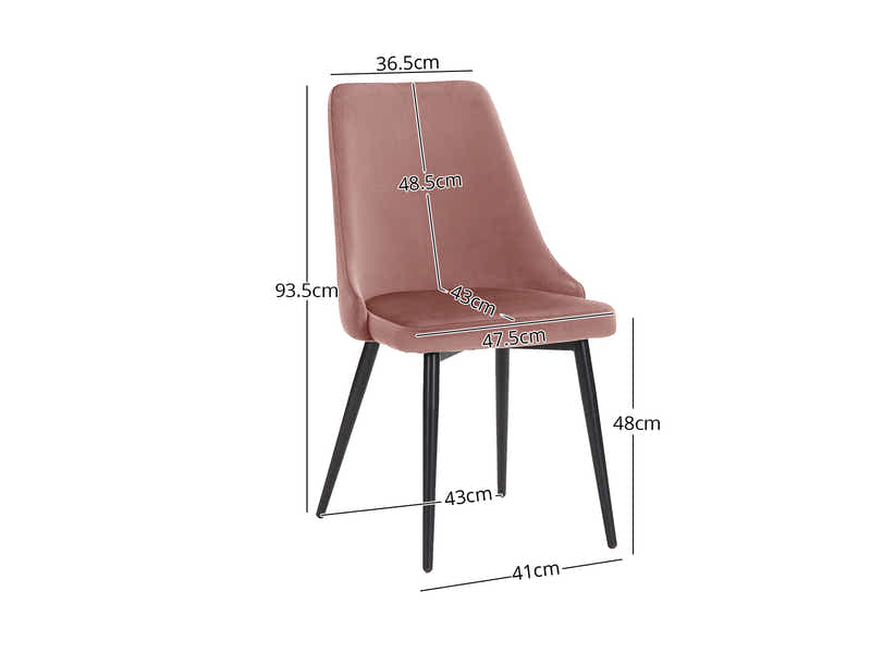 Deep Blush Velvet Dining Chair with Iron Legs - Set of 2