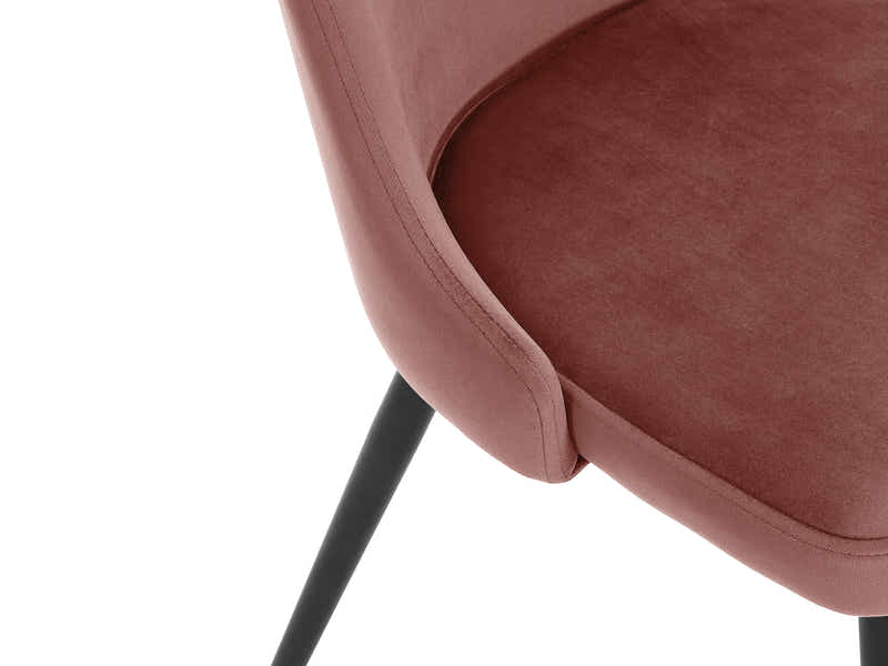 Deep Blush Velvet Dining Chair with Iron Legs - Set of 2