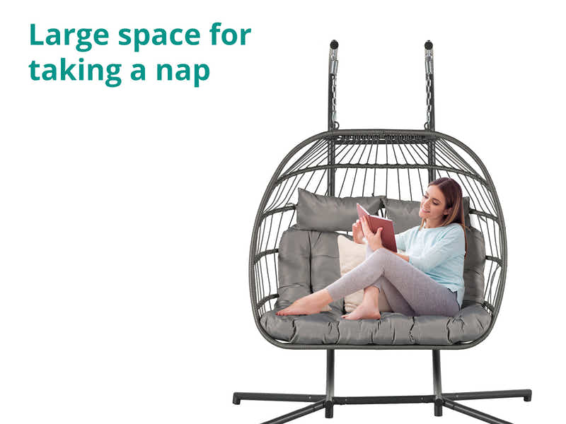 Pigato Double Swing Egg Chair - Grey