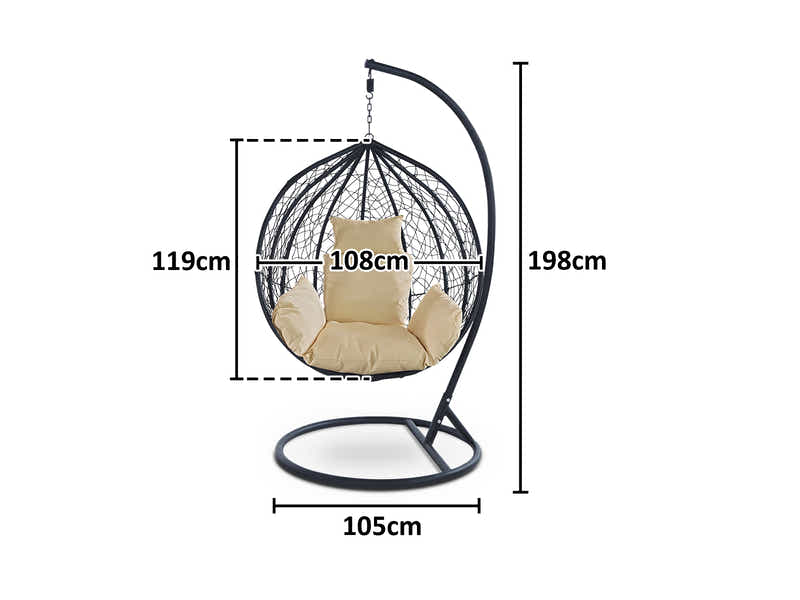 Outdoor Swing Egg Chair - Black & Beige