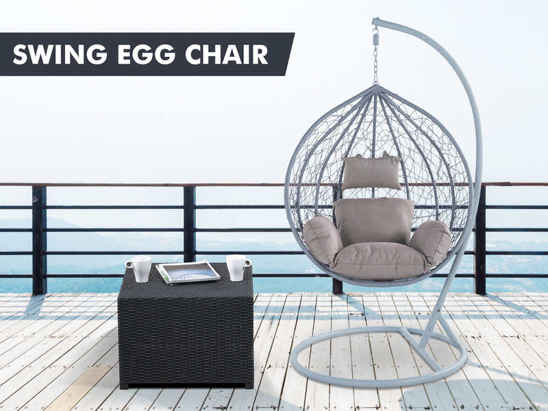Outdoor Swing Egg Chair - Grey & Grey