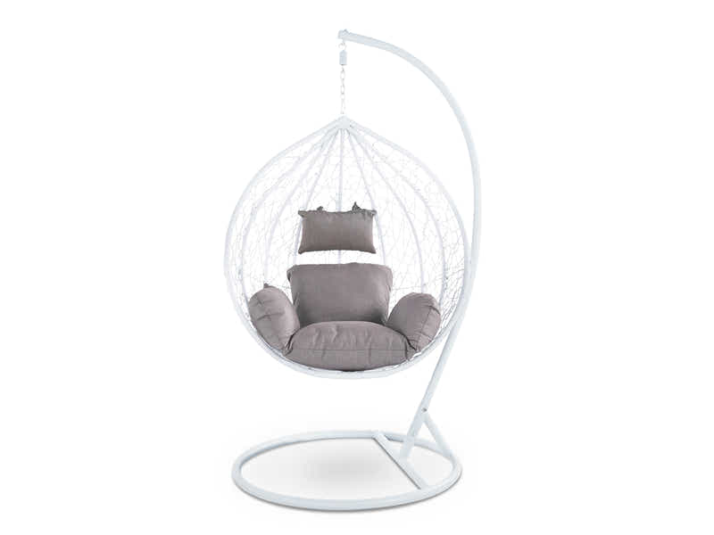 Outdoor Swing Egg Chair - White & Grey