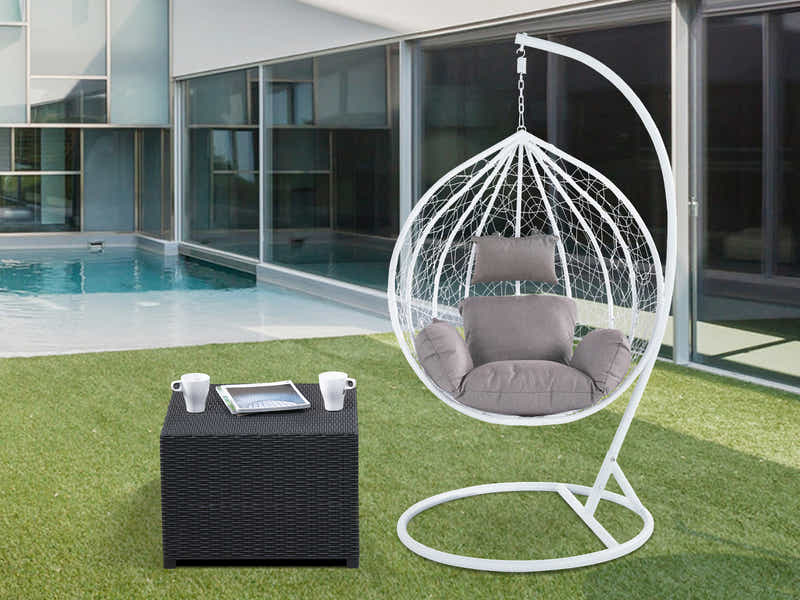 Outdoor Swing Egg Chair - White & Grey
