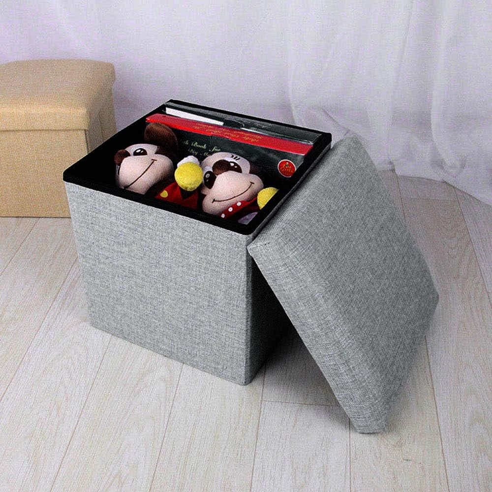 DS BS 38CM Storage Ottoman Cube Foot Rest-Grey