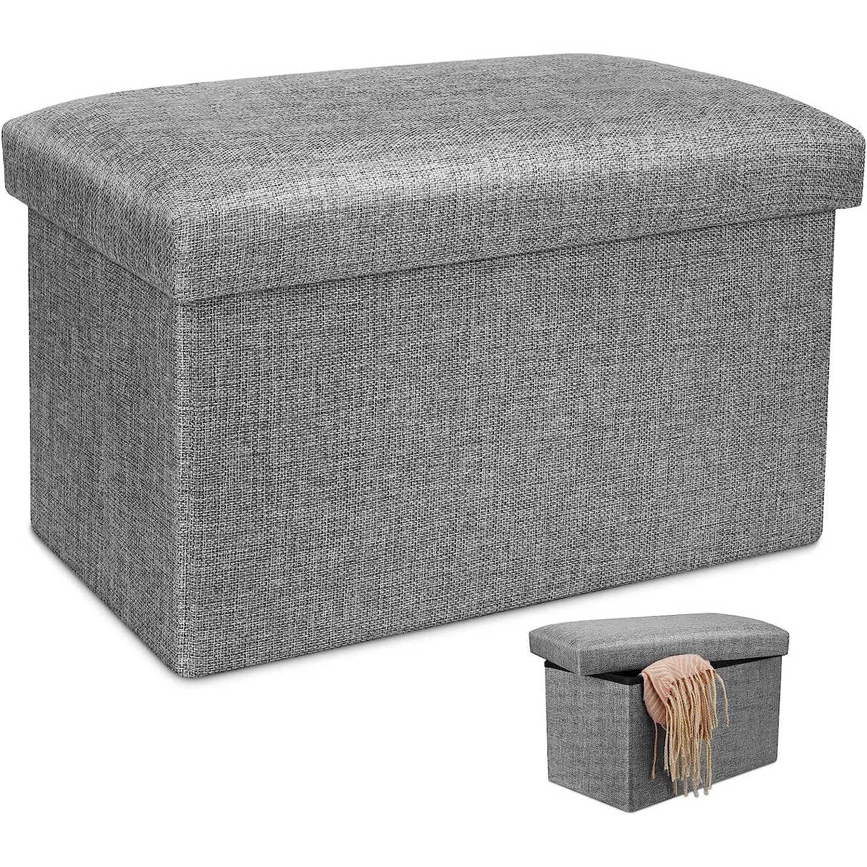 DS BS 76CM Storage Ottoman Double Foot Rest-Grey