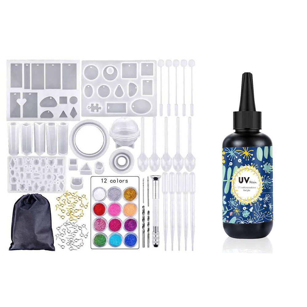 DS BS 148Pcs Epoxy Resin Jewelry Making Kit with 50g UV Resin