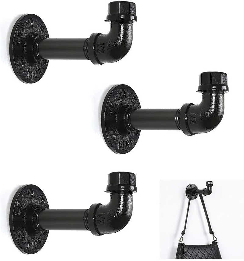 DS BS 3 Pcs Industrial Pipe Towel Hooks