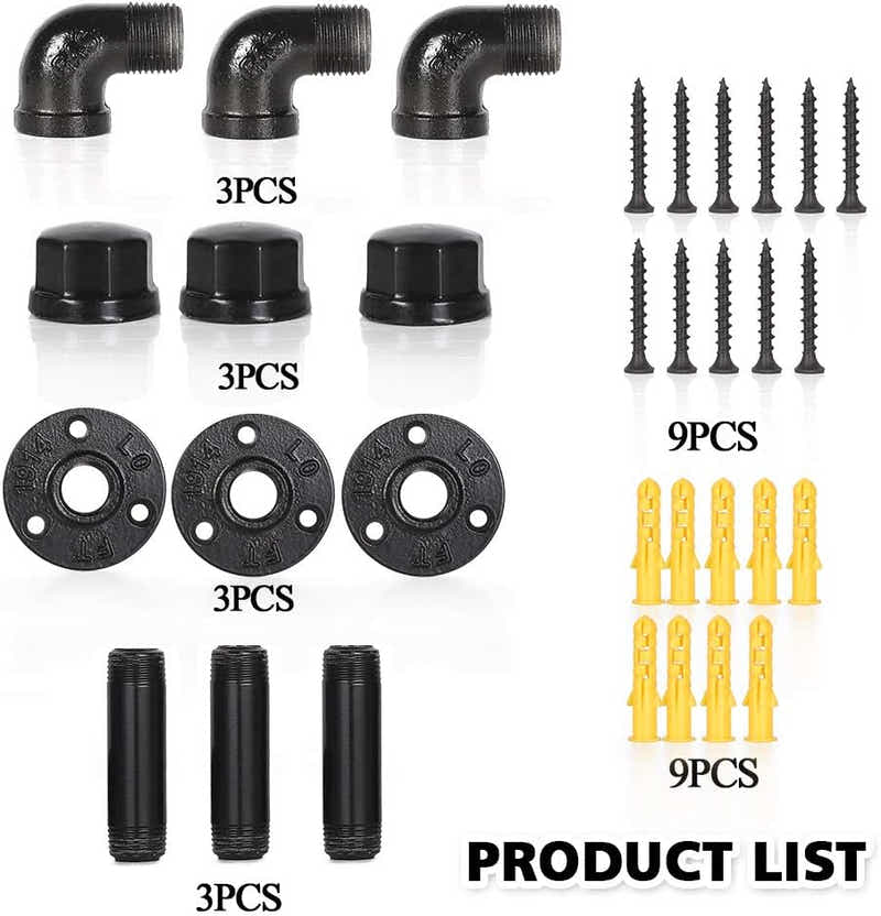 DS BS 3 Pcs Industrial Pipe Towel Hooks