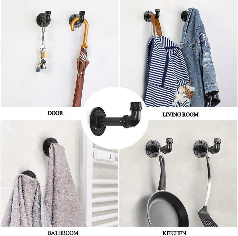 DS BS 3 Pcs Industrial Pipe Towel Hooks