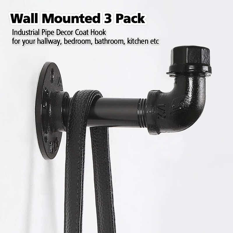 DS BS 3 Pcs Industrial Pipe Towel Hooks