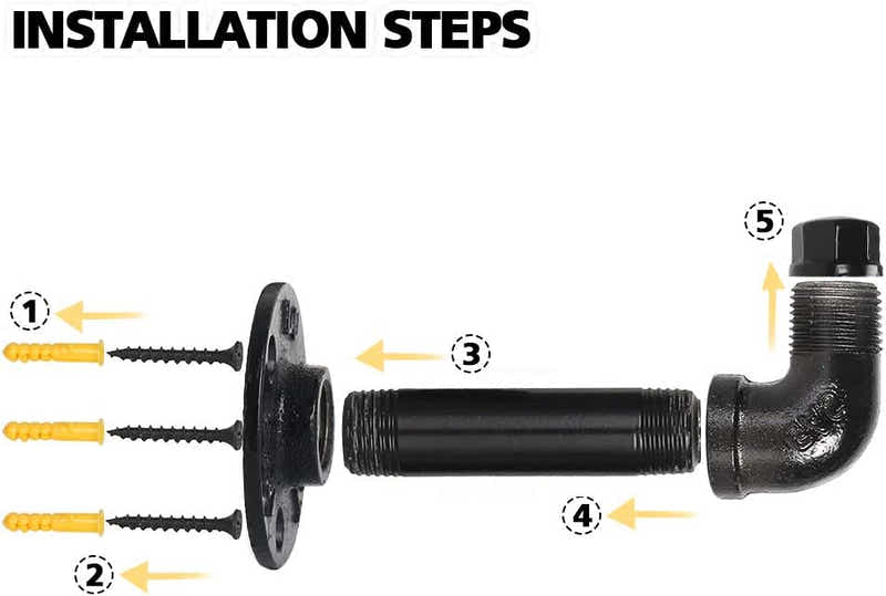 DS BS 3 Pcs Industrial Pipe Towel Hooks