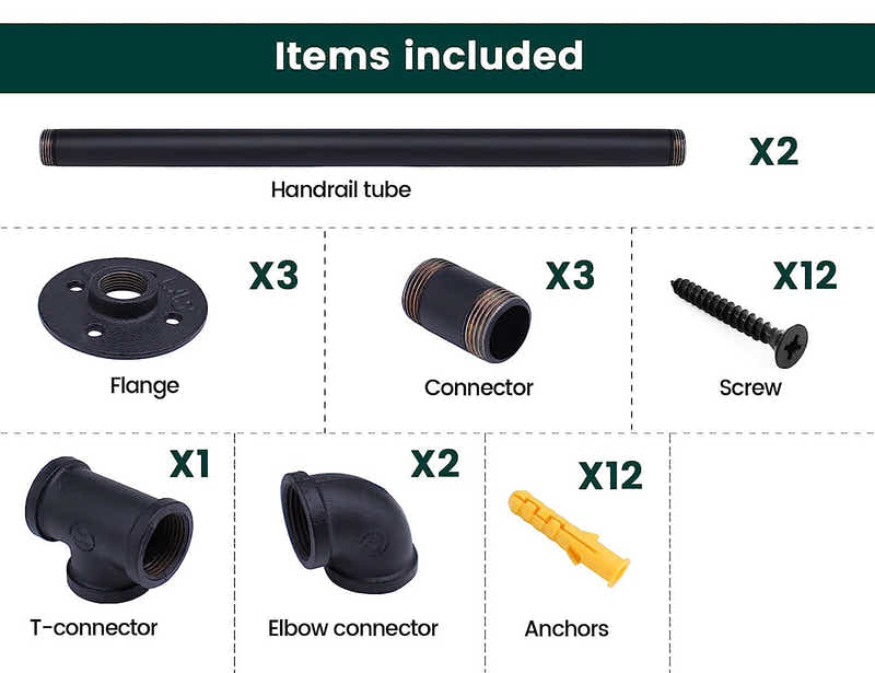 DS BS Industrial Pipe Stair Handrail-170CM