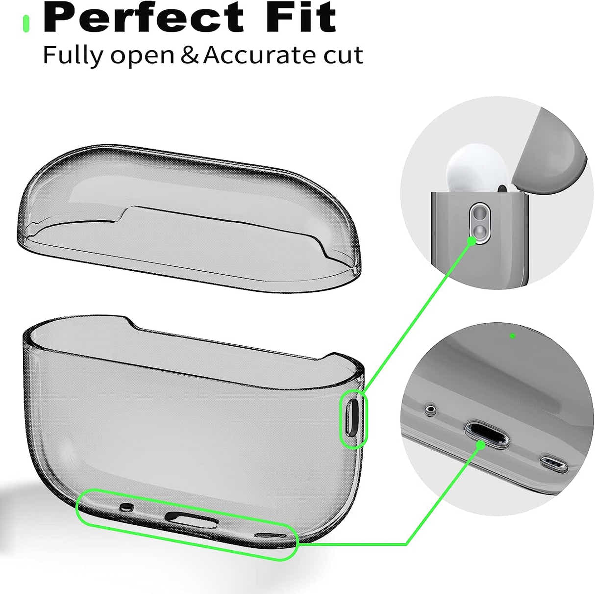 DS BS Compatible Airpods Pro2 Case-Clear Black