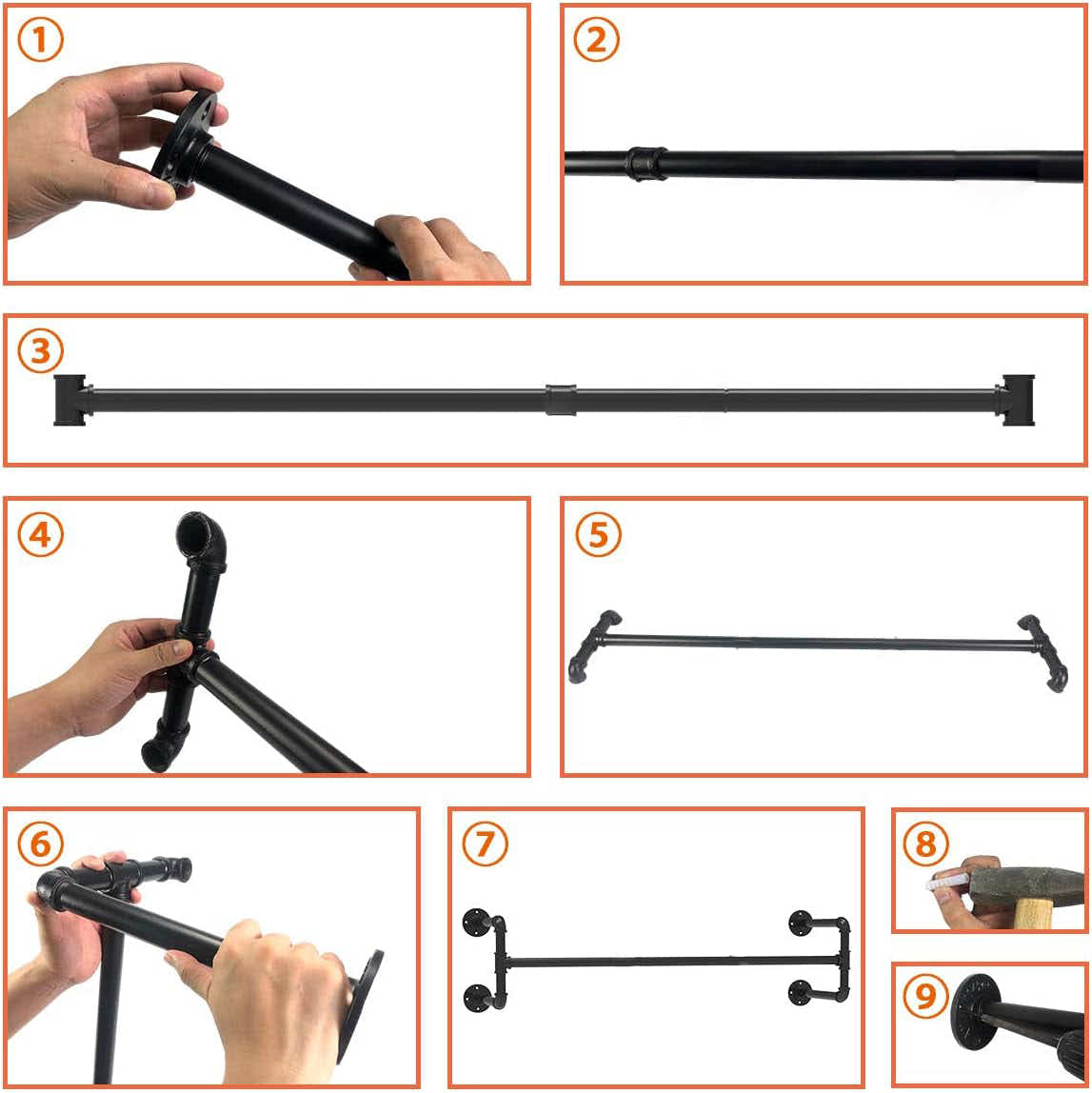 DS BS Industrial Pipe Garment Bar - 125CM