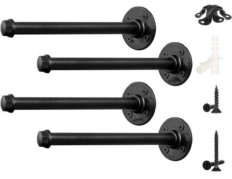DS BS 4pack Industrial Iron Pipe DIY Floating Shelf Bracket-15CM