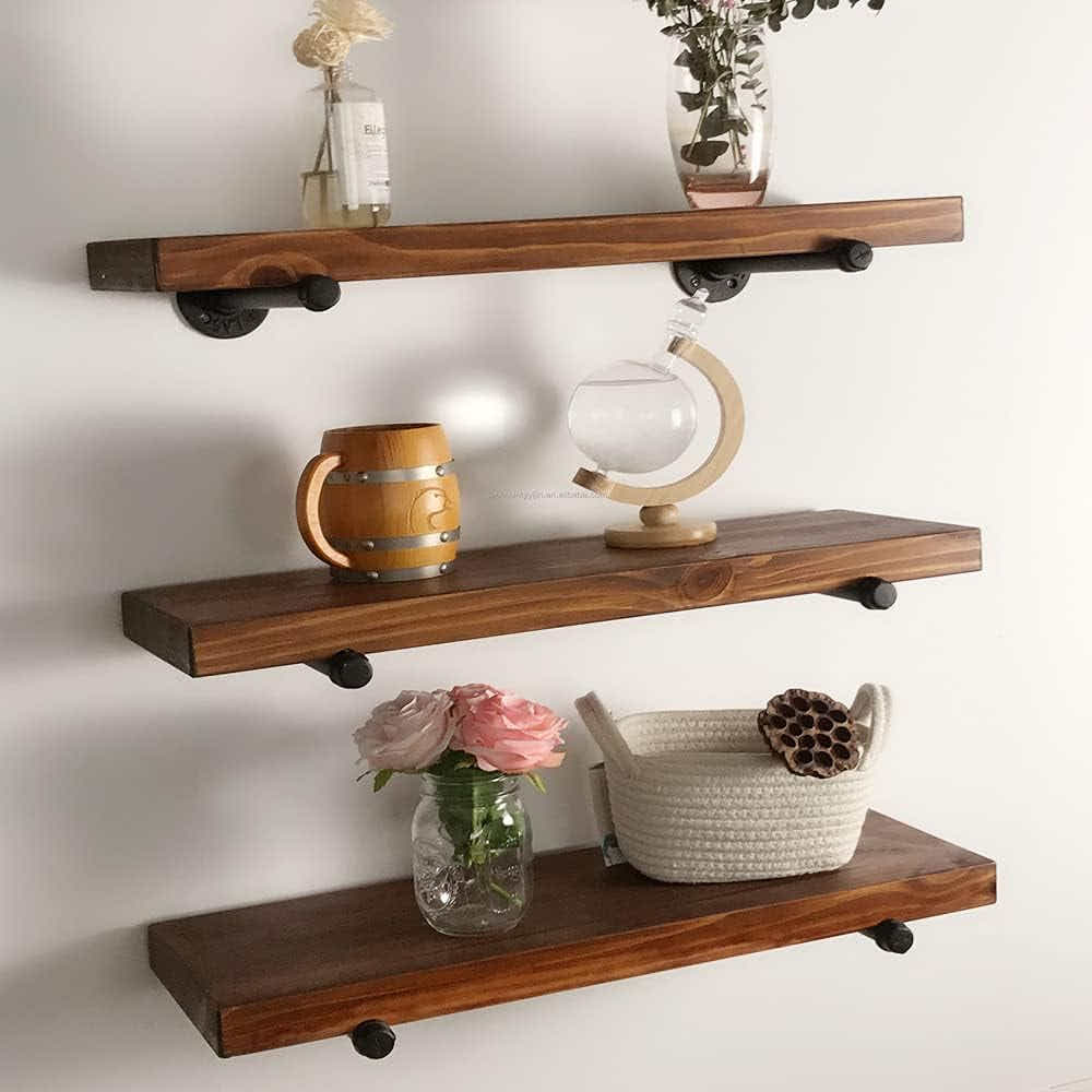 DS BS 4pack Industrial Iron Pipe DIY Floating Shelf Bracket-25CM