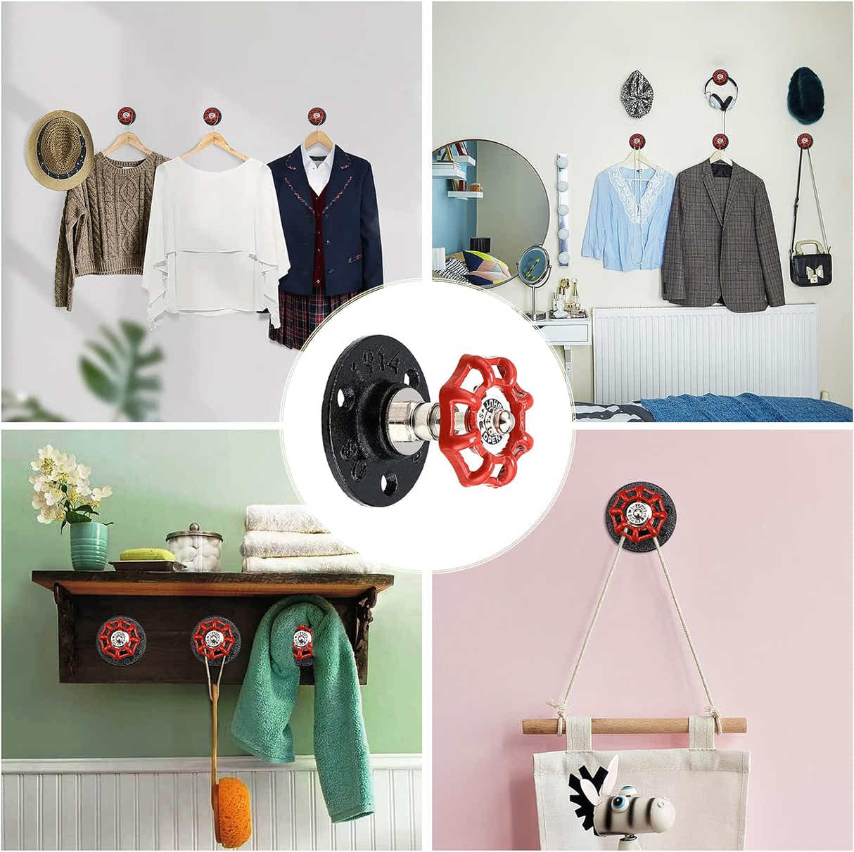 DS BS 3 Pcs Industrial Pipe Coat Hook Racks
