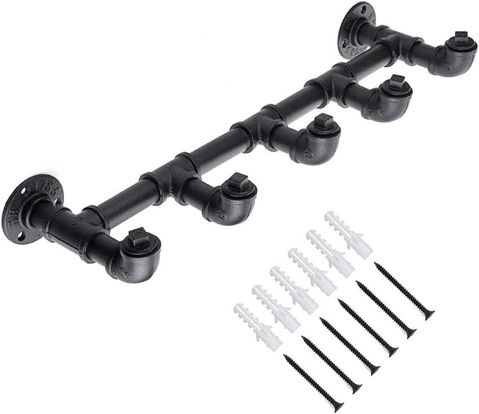 DS BS Industrial Pipe Coat Towel Rack with 5 Hooks