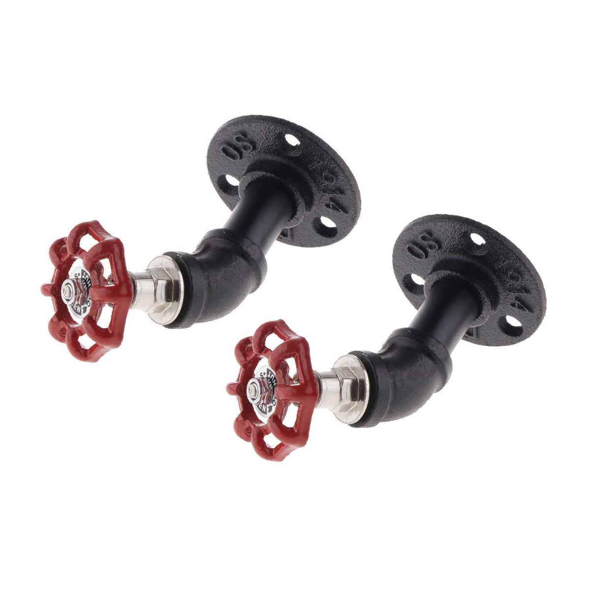 DS BS 2 Pack Industrial Pipe Robe Hook with Faucet Valve