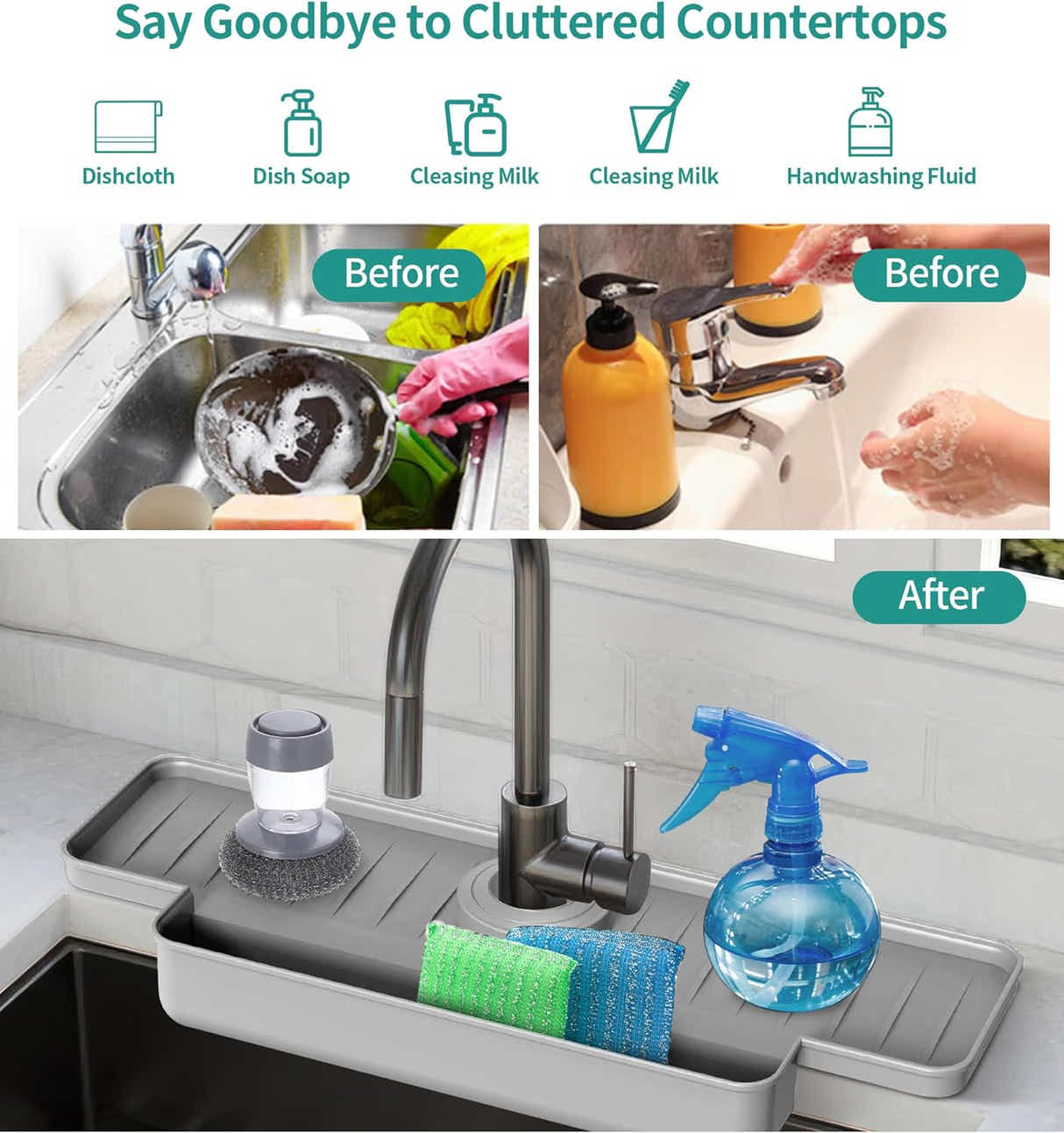 DS BS 2Pack Upgraded Silicone Faucet Splash Guard