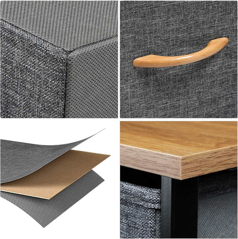 DS BS 5 Drawers Steel Frame Fabric Storage Chest-Dark Gray