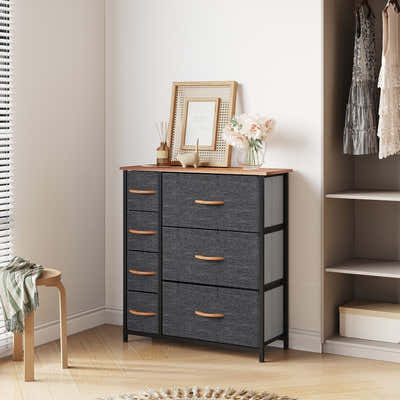 DS BS 7 Drawers Steel Frame Fabric Storage Chest-Dark Gray
