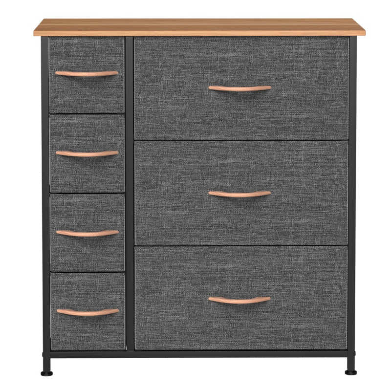 DS BS 7 Drawers Steel Frame Fabric Storage Chest-Dark Gray