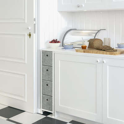 DS BS 4 Drawers Narrow Steel Frame Fabric Storage Chest-Gray