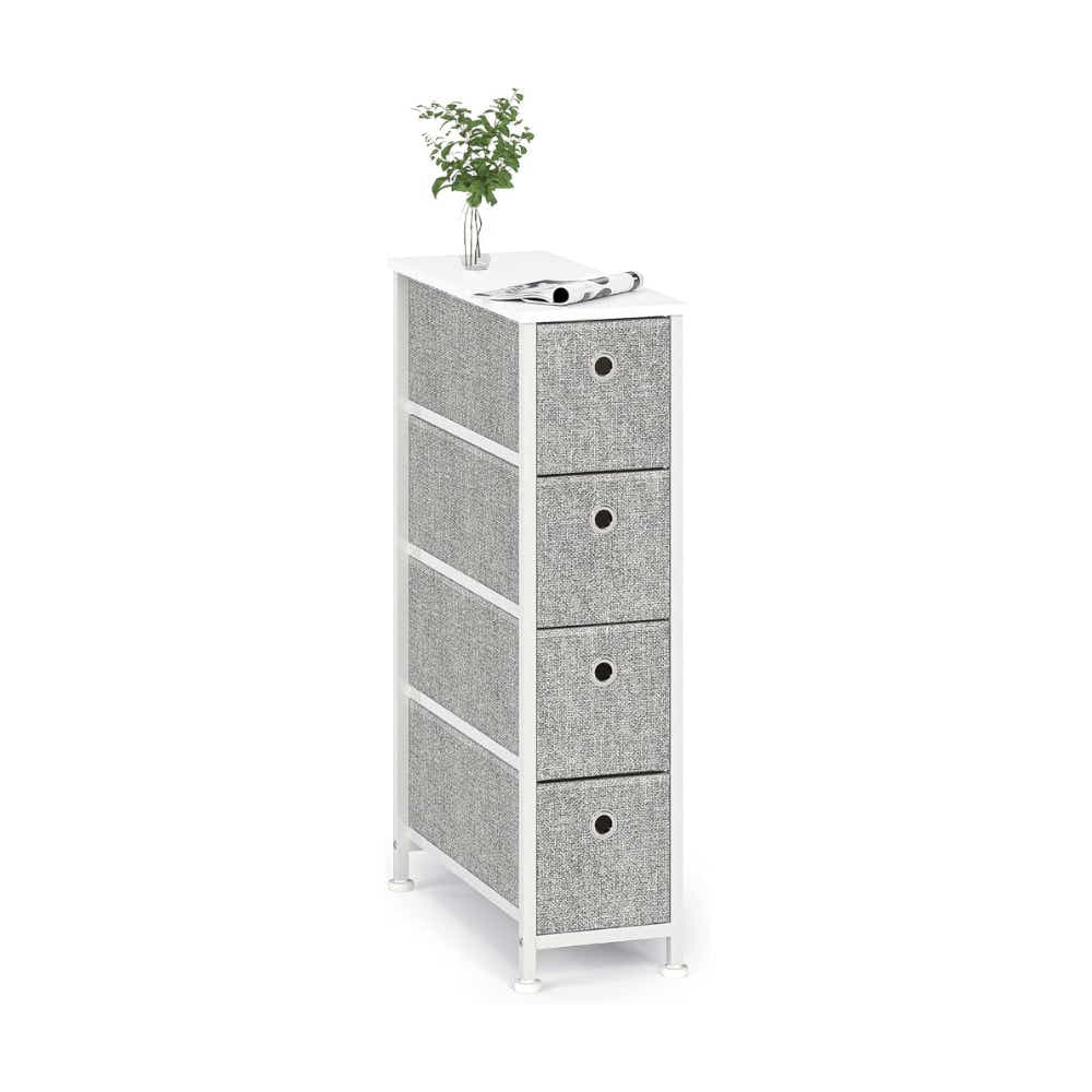 DS BS 4 Drawers Narrow Steel Frame Fabric Storage Chest-Gray