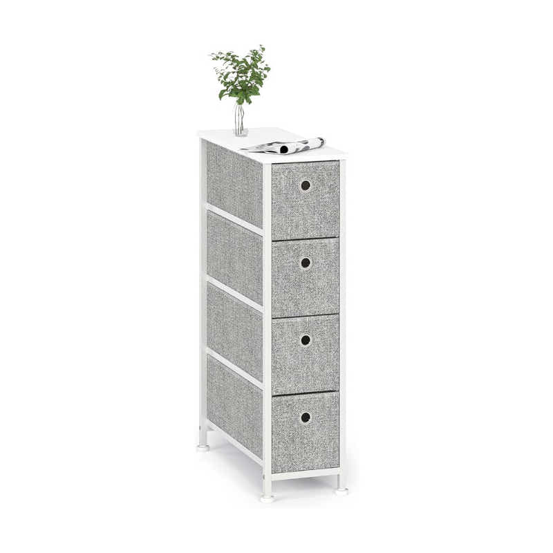 DS BS 4 Drawers Narrow Steel Frame Fabric Storage Chest-Gray