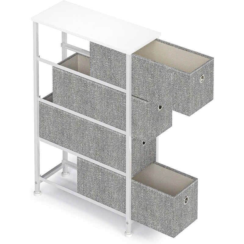 DS BS 4 Drawers Narrow Steel Frame Fabric Storage Chest-Gray