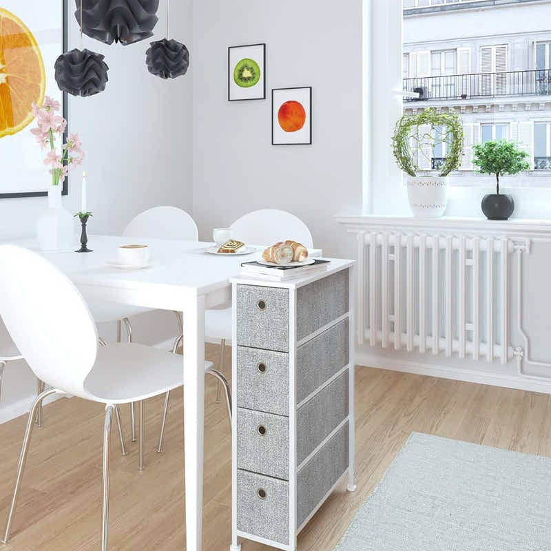 DS BS 4 Drawers Narrow Steel Frame Fabric Storage Chest-Gray