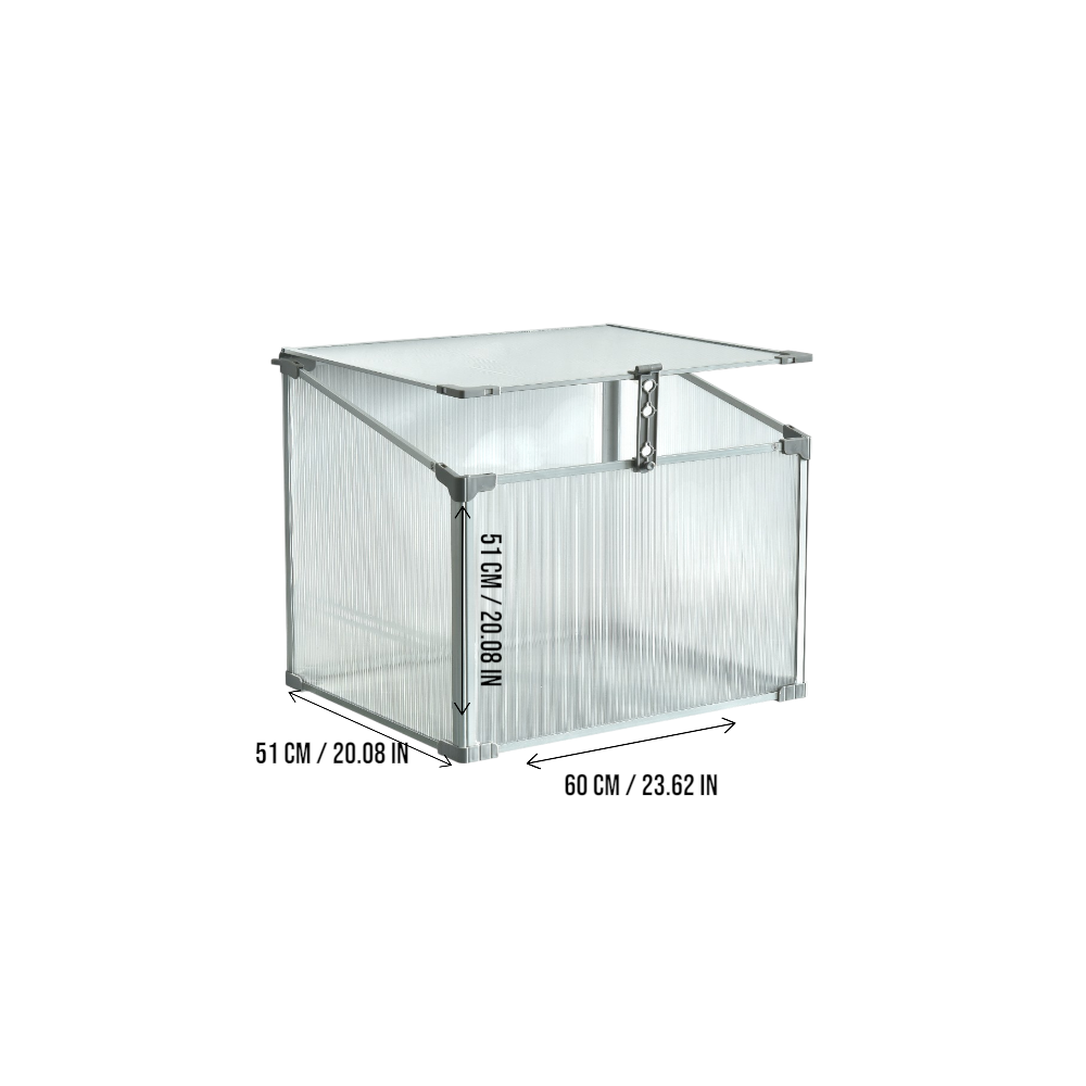 DS BS Mini Aluminum Frame Greenhouse with Roof Vent L60xW51xH51cm