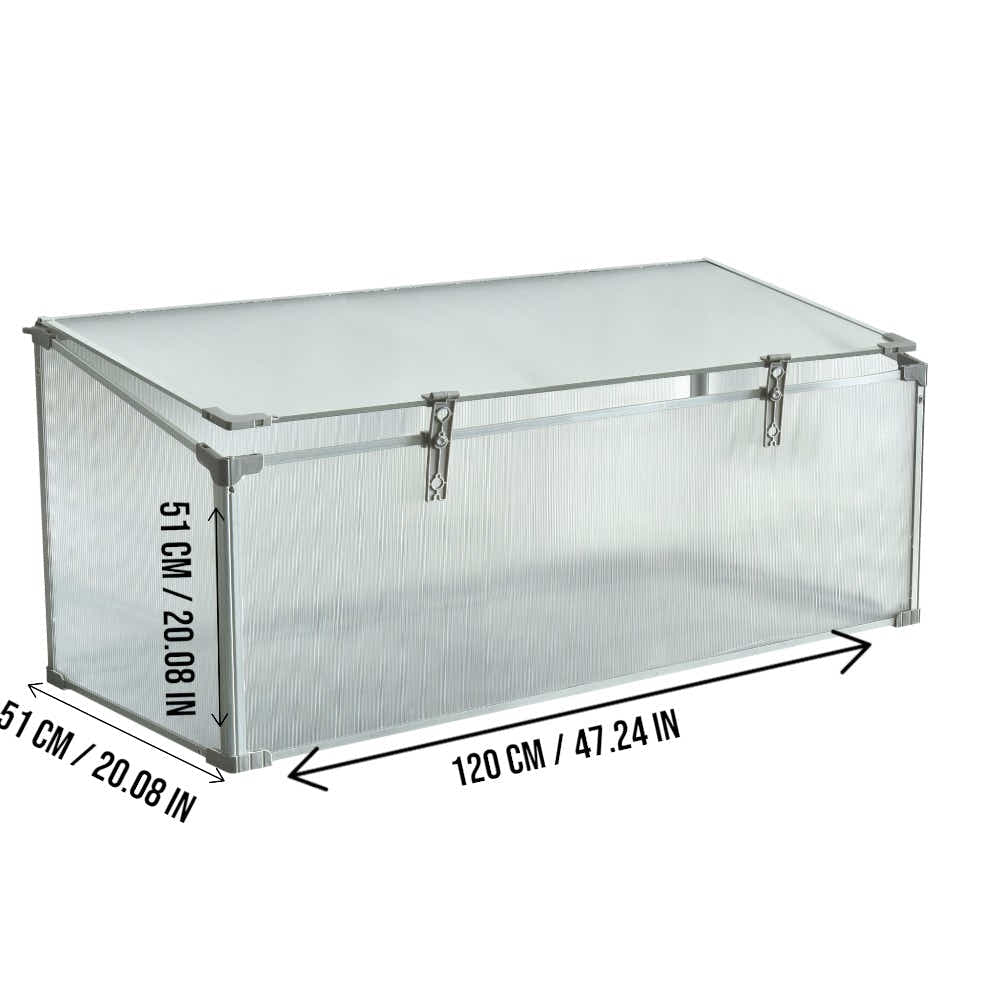 DS BS Mini Aluminum Frame Greenhouse with Roof Vent L120xW51xH51cm