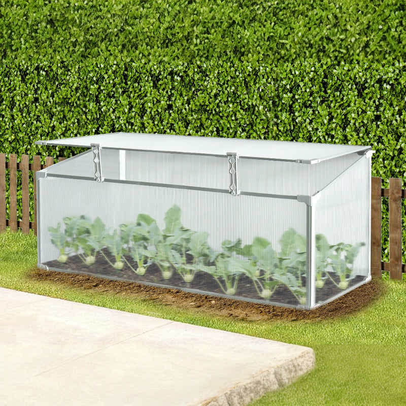 DS BS Mini Aluminum Frame Greenhouse with Roof Vent L120xW51xH51cm
