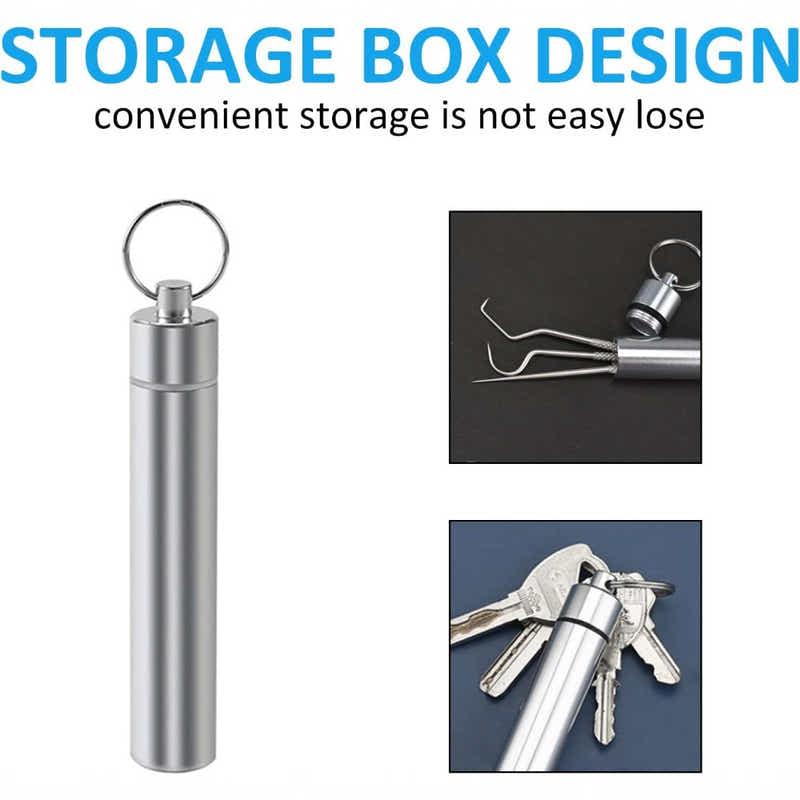 DS BS 7 Pcs Reusable Titanium Toothpick Set