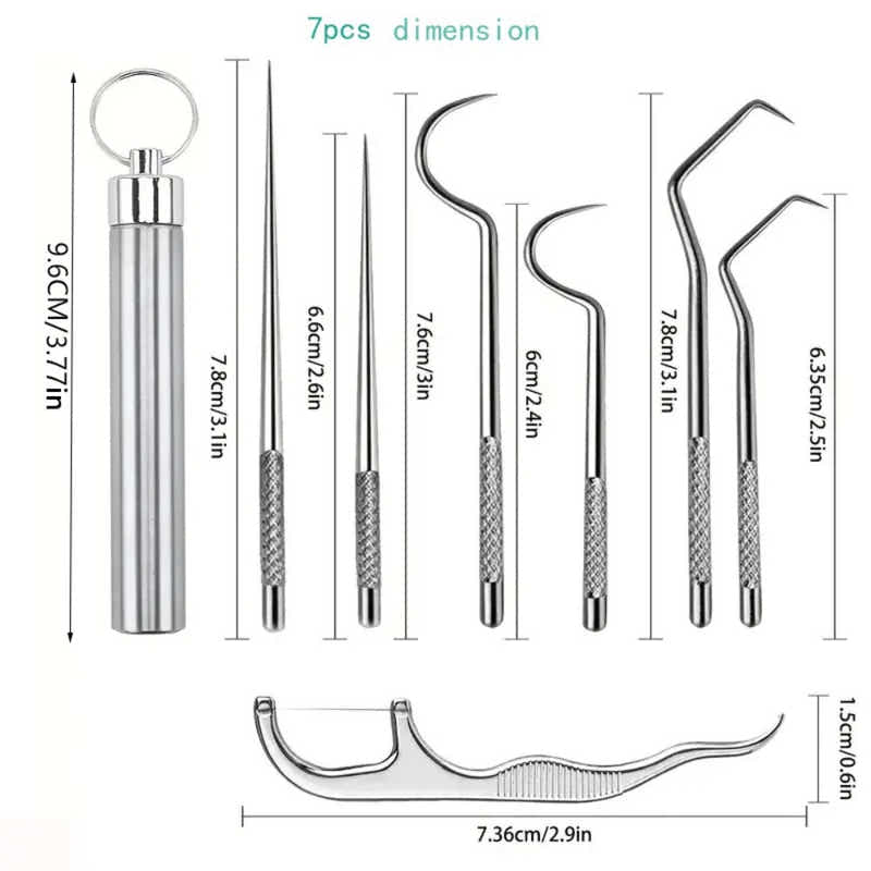 DS BS 7 Pcs Reusable Titanium Toothpick Set
