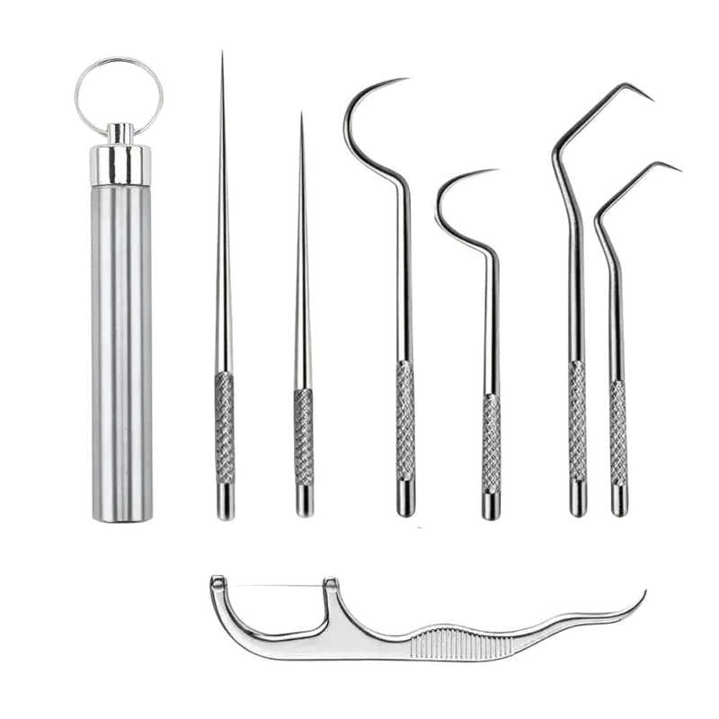 DS BS 7 Pcs Reusable Titanium Toothpick Set