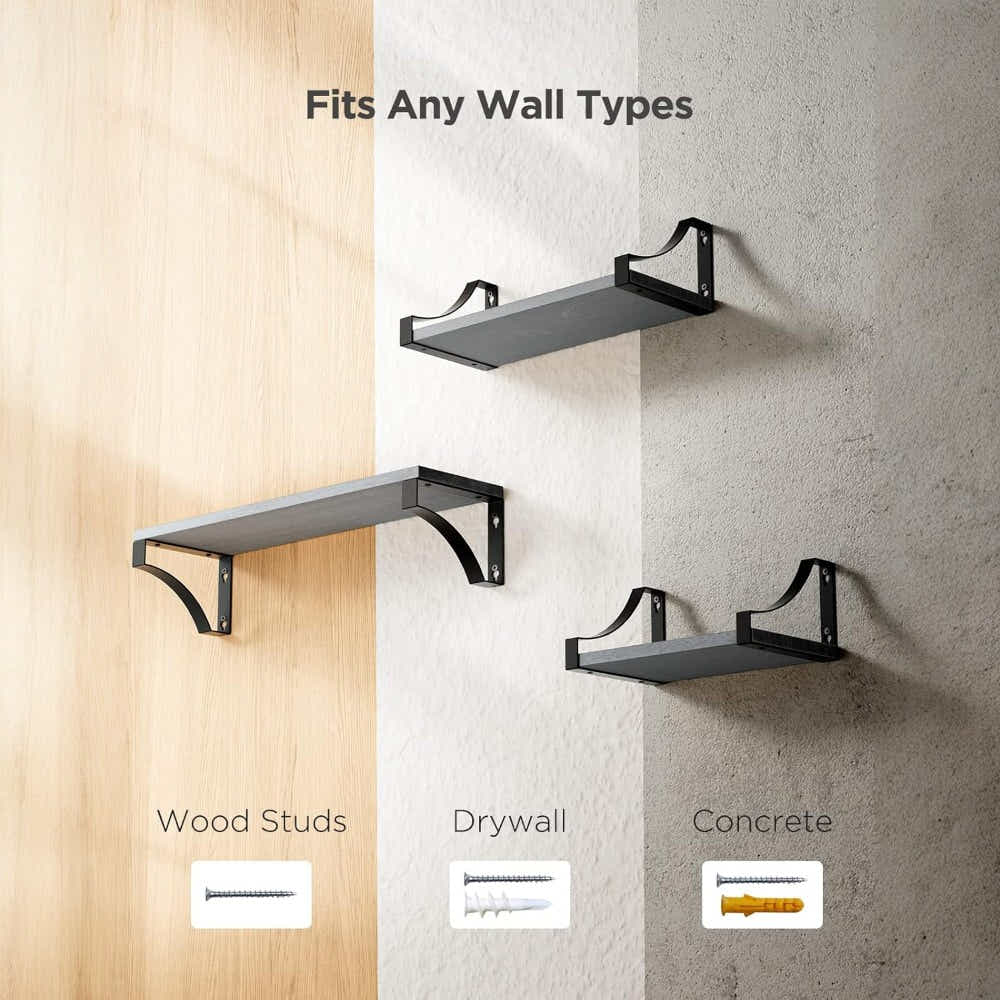 DS BS Floating Shelves Wall Mounted Set of 3-Grey